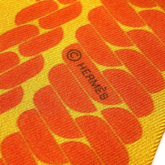 HERMES Chain motif Twilly Silk scarf bag accessories Scarf silk Orange - Picture 8 of 9